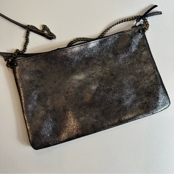 Rue De Bretagne Made In Paris Soft Metallic Chain Strap Pouch Bag Crossbody - Picture 3 of 16